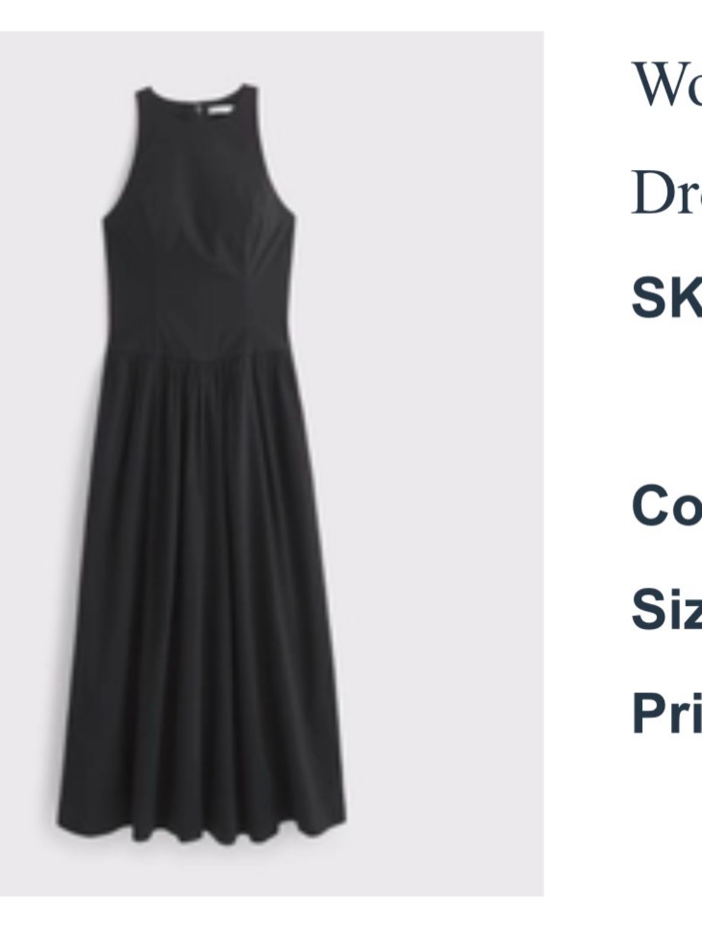 Abercrombie & Fitch Women's Black Drop-Waist Midi Dress